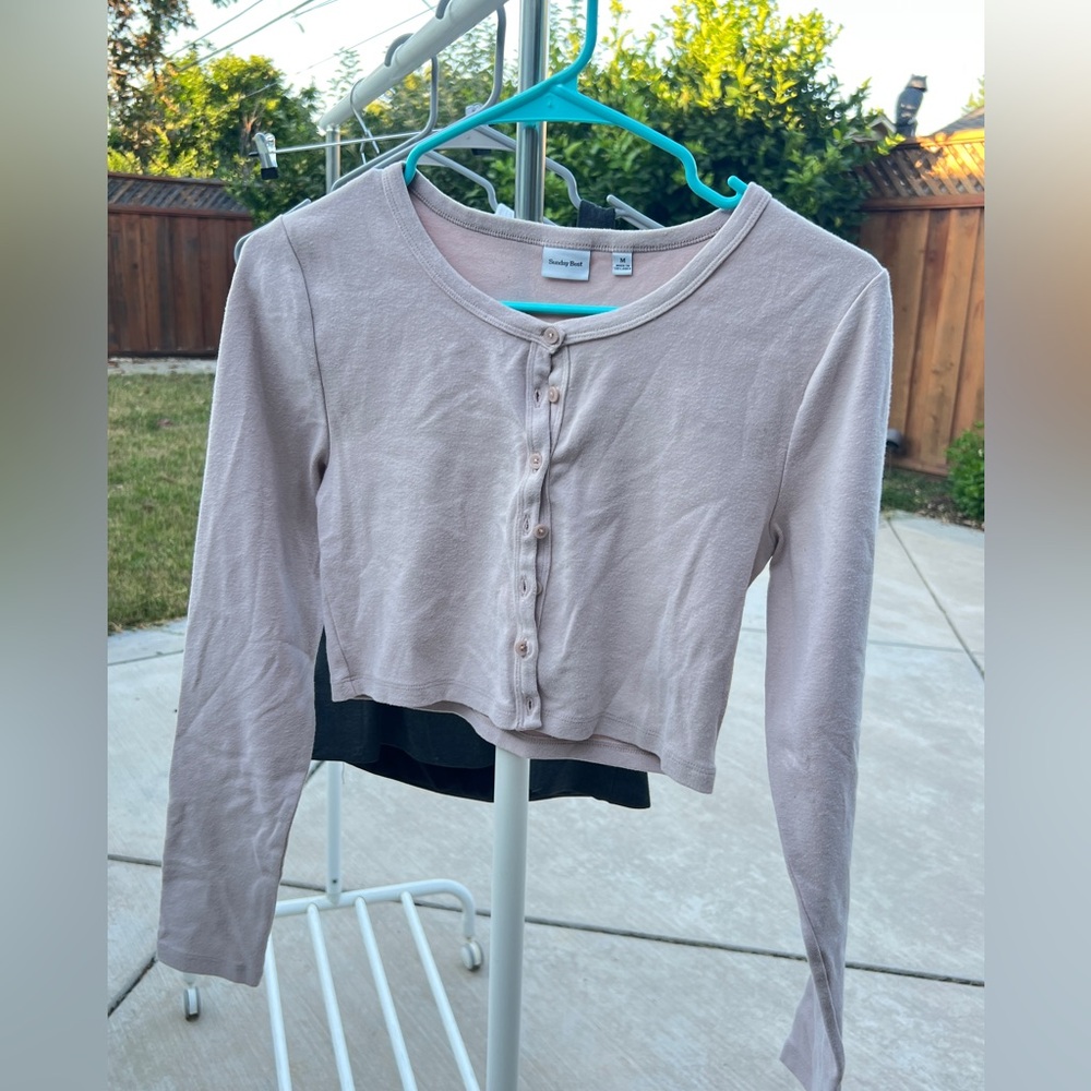 Aritzia Sunday Best Blush Pink Button-Up Top